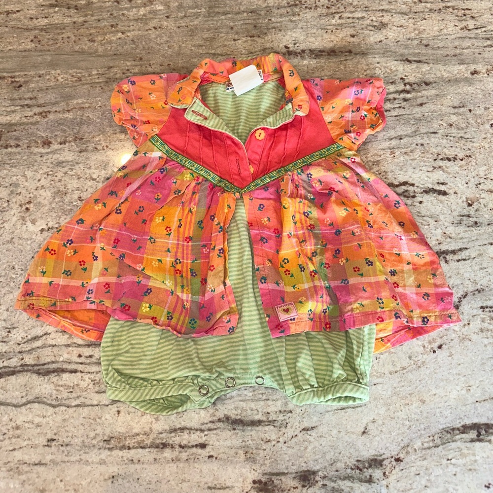 Girls floral print onesie/dress size 6 months